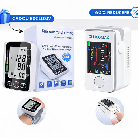 Glucometru neinvaziv GlucoMax + Tensiometru Digital (CADOU EXCLUSIV)